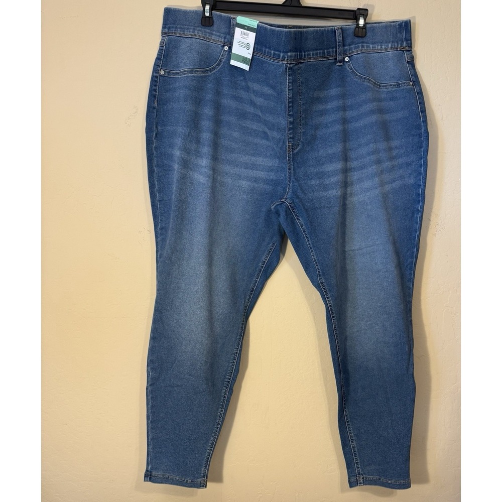 Terra & Sky Pull-On Jegging Women‎ 3X (24W-26W) Skinny High Rise Blue Pants NEW